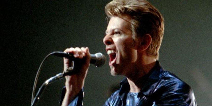 David Bowie performing.