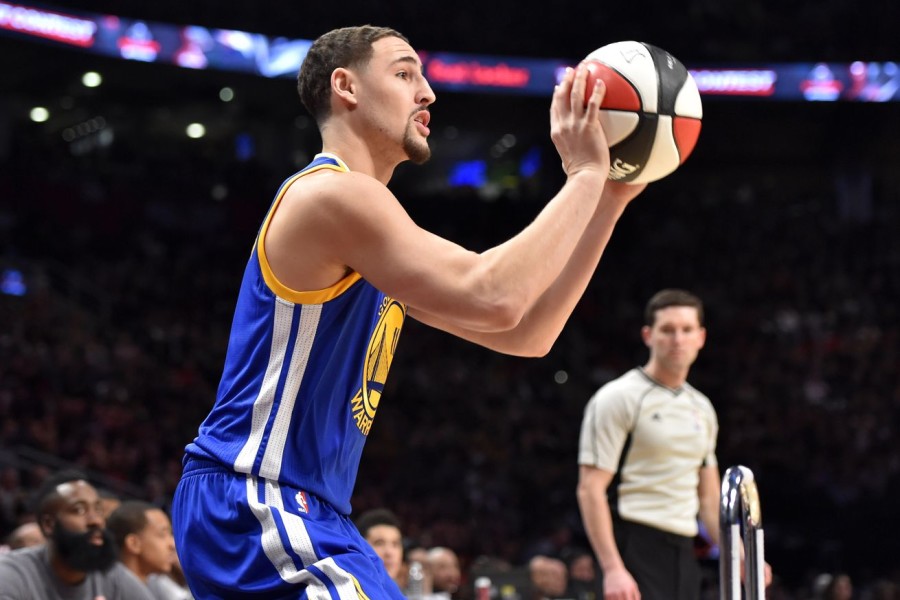 Klay Thompson took home the trophy for the three point contest. 