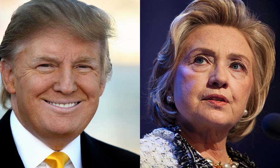 Based on the results of Super Tuesday, it is predicted that Donald Trump (left) will be the lead Republican candidate in November and that Hillary Clinton (right) will be the lead Democratic candidate in November.