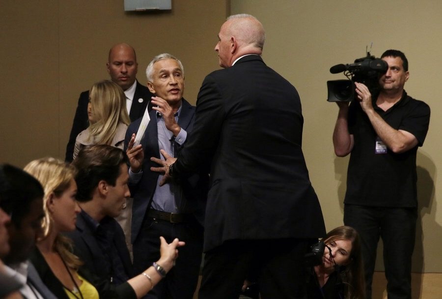 Mexican news reporter, Jorge Ramos getting kicked out of a Trump Rally-NY Times