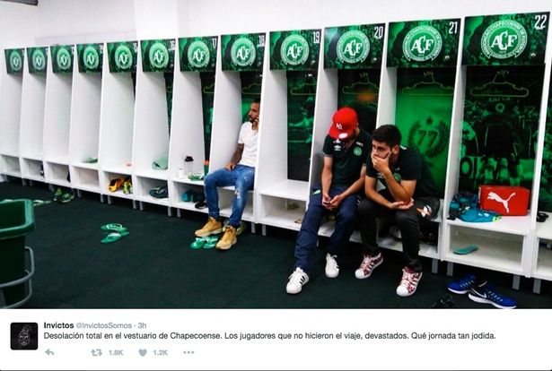 the locker room of Chapecoense's surviving team members before the final game.