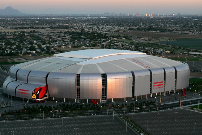 The University of Phoenix Stadium is the home to the Arizona Cardinals and is where American Ninja Warrior is going to be taking place in Febuary. 