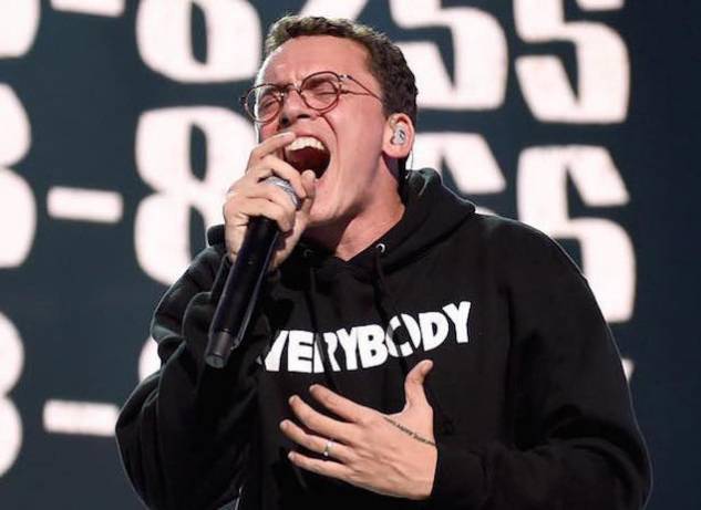 Closer up of Logic performing at the Grammy's