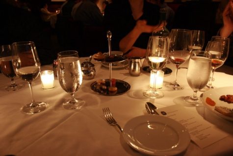 Fancy dinner in a slightly lit room