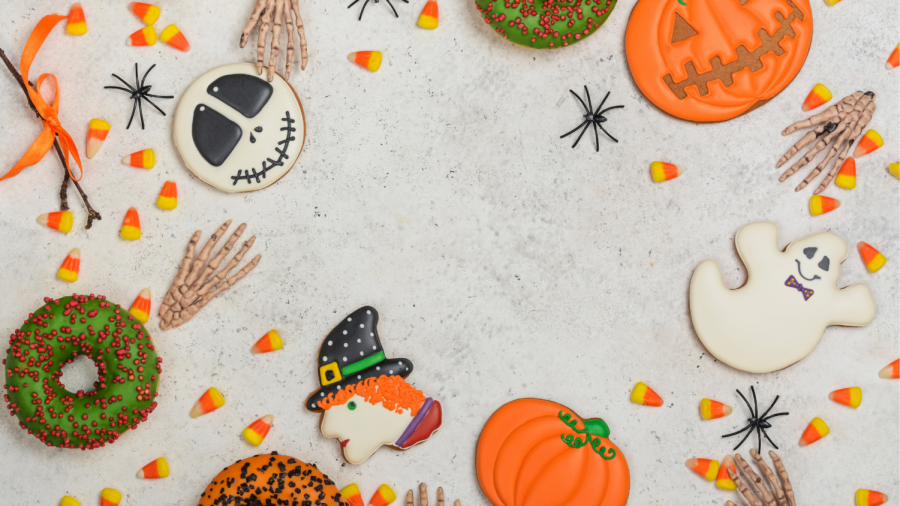 Halloween treats with white background